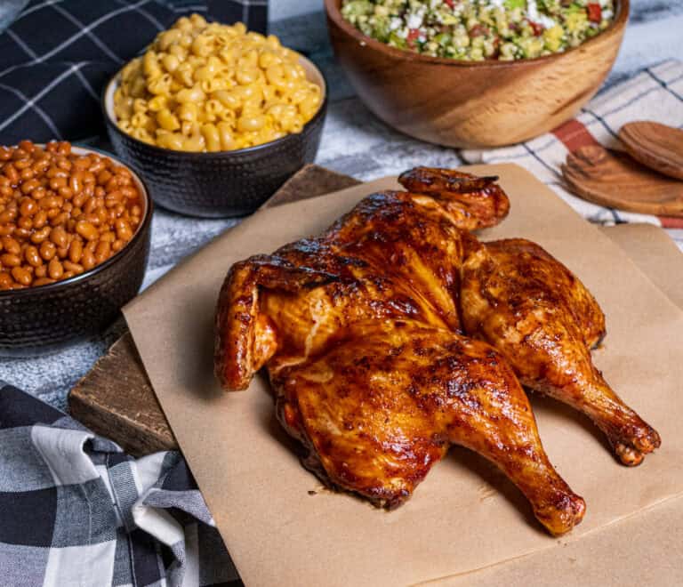 Gold BBQ Sauced Spatchcock Chicken