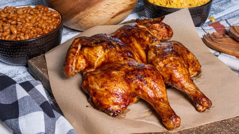 Gold BBQ Sauced Spatchcock Chicken