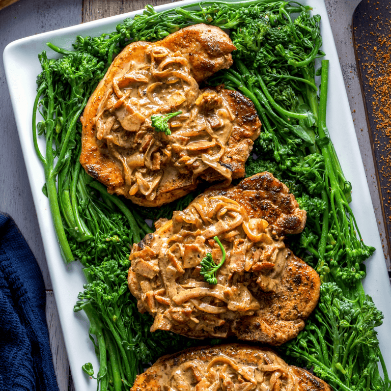Brown Sugar Bacon & Caramelized Onion Pork Chops