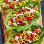 Chicken Taco Lettuce Wraps with Cilantro Lime Sauce