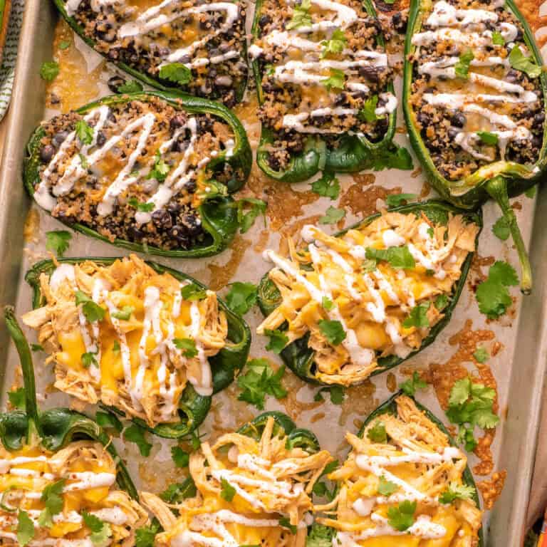 Chicken & Veggie Stuffed Poblano Peppers