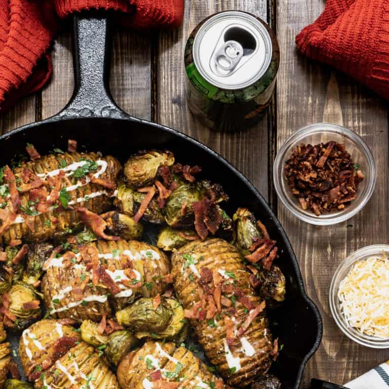 Hasselback Potatoes with Crispy Bacon & Melted Cheddar
