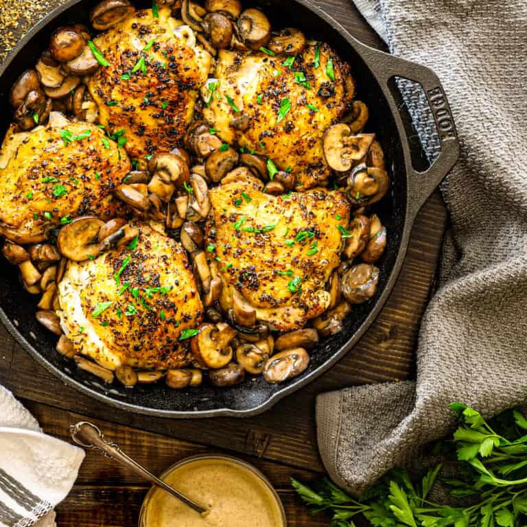 Herbed Chicken Thighs with Buttery Mushrooms