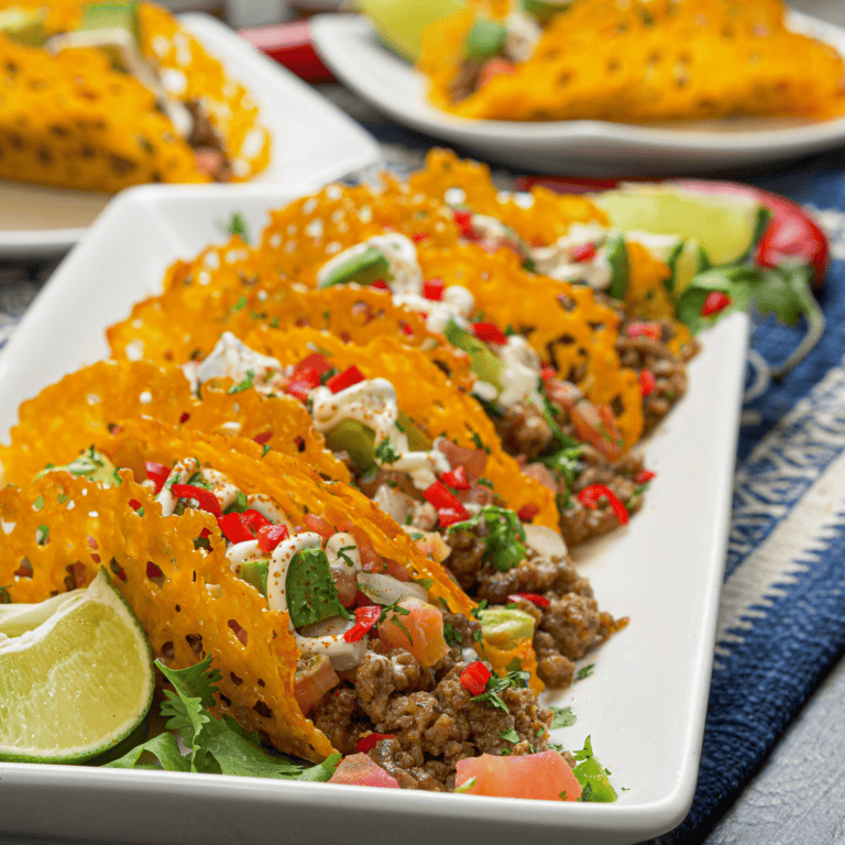 Keto Cheese Shell Tacos with Seasoned Beef