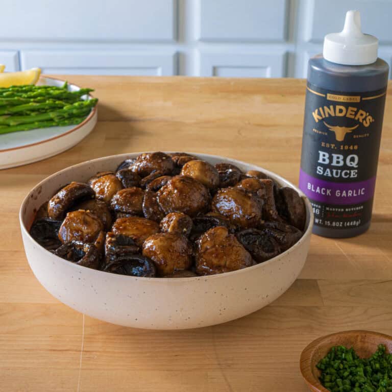 Black Garlic Ribeye with Roasted Mushrooms