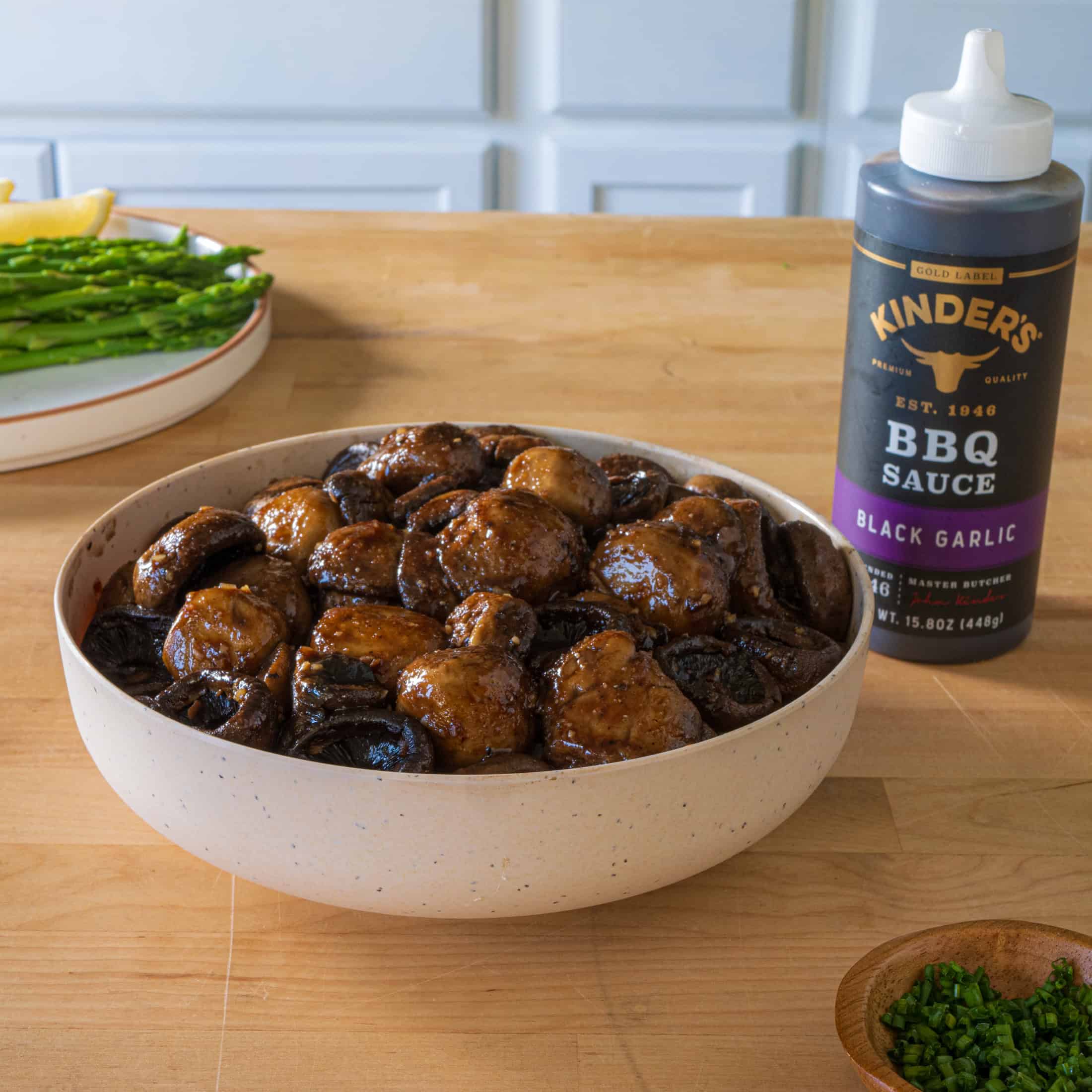 Black Garlic Ribeye with Roasted Mushrooms