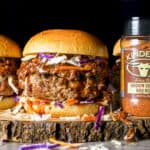 Brown Sugar Pork Burger Topped with Pulled Pork