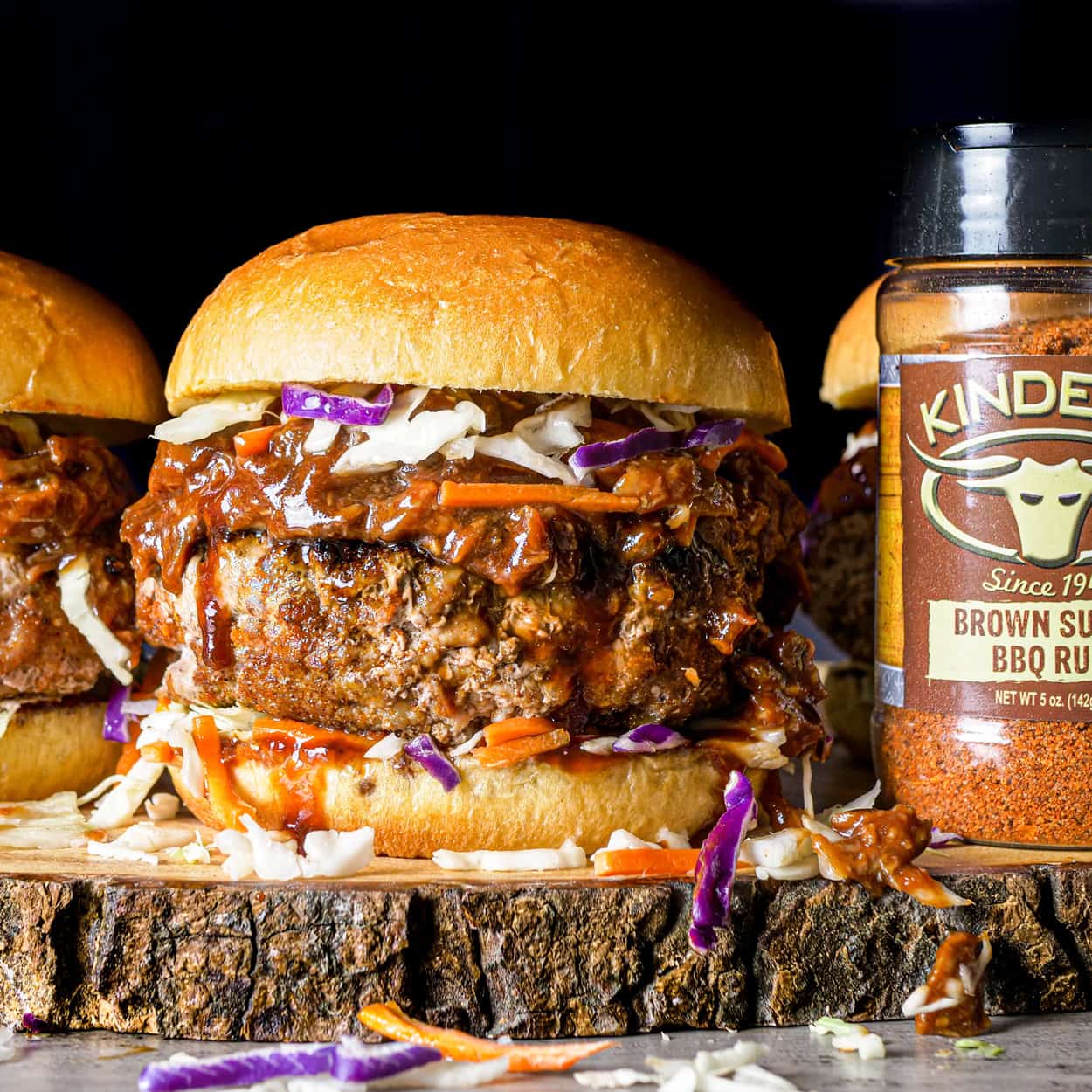 Brown Sugar Pork Burger Topped with Pulled Pork