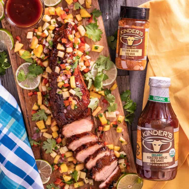 Brown Sugar Rubbed Pork Tenderloin with Peach Apple Salsa