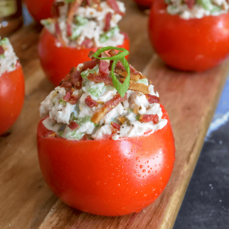 Chicken Salad & Brown Sugar Bacon Stuffed Tomatoes
