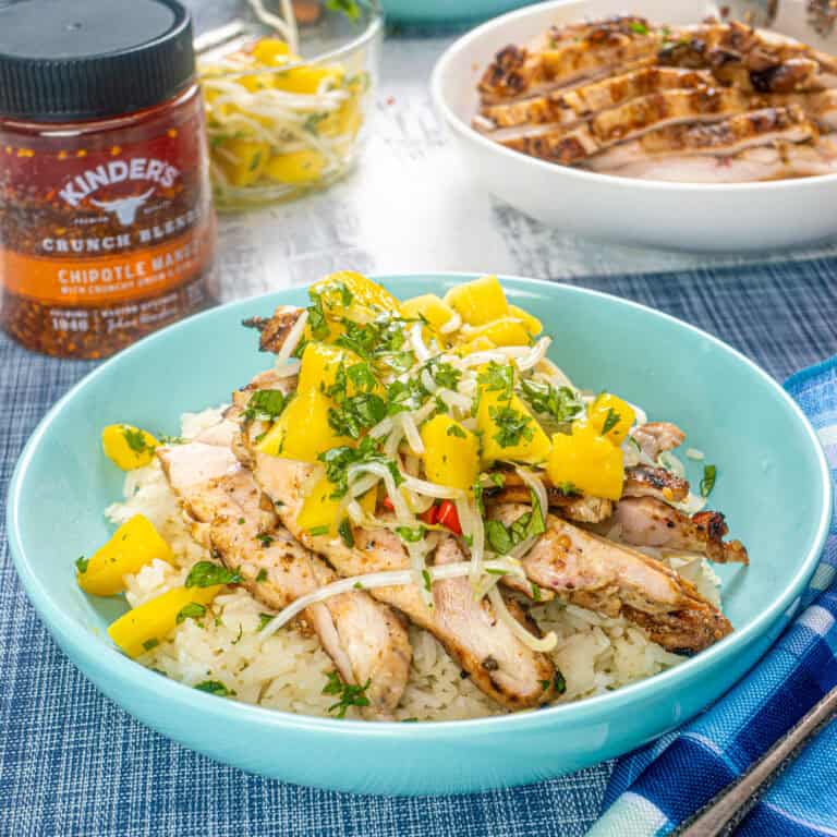Chipotle Mango Crunch Grilled Chicken Thighs