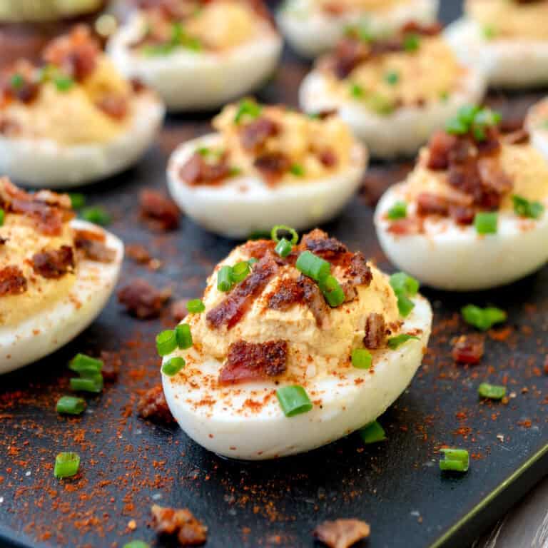 Deviled Eggs with Brown Sugar Bacon