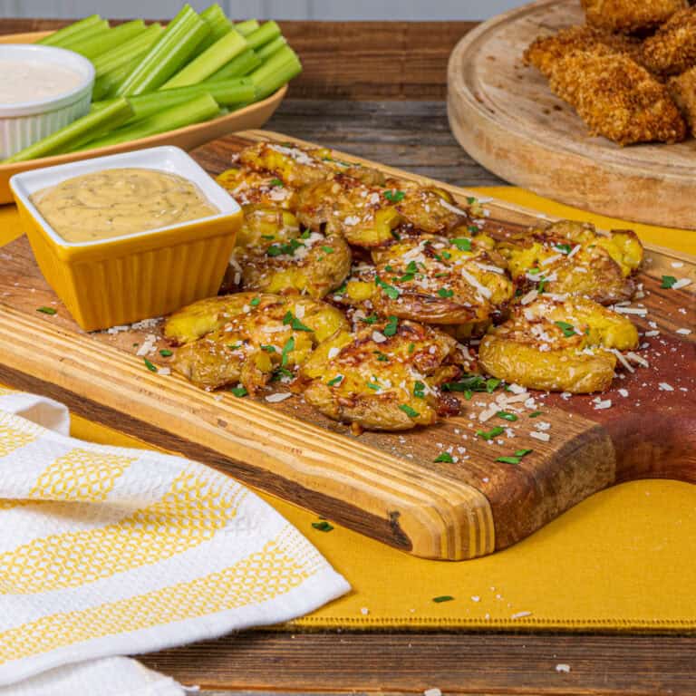 Garlic Parmesan Smashed Potatoes