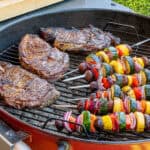 Grilled Buttery Steakhouse Ribeyes & The Blend Veggie Skewers