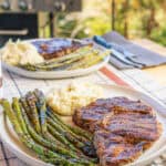 Grilled Ribeyes & Roasted Garlic BBQ Asparagus