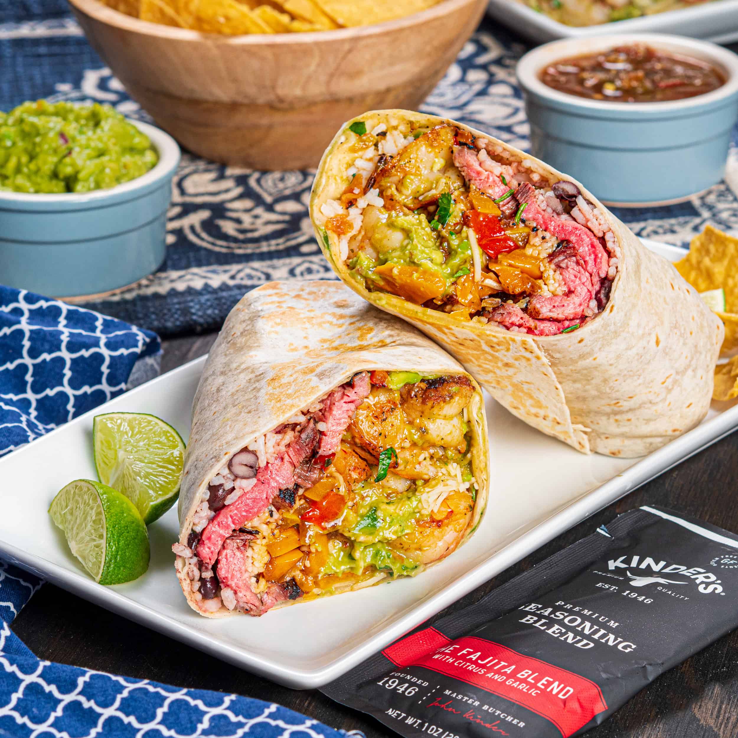 Surf and Turf Burrito with Kinder's Fajita Blend Seasoning
