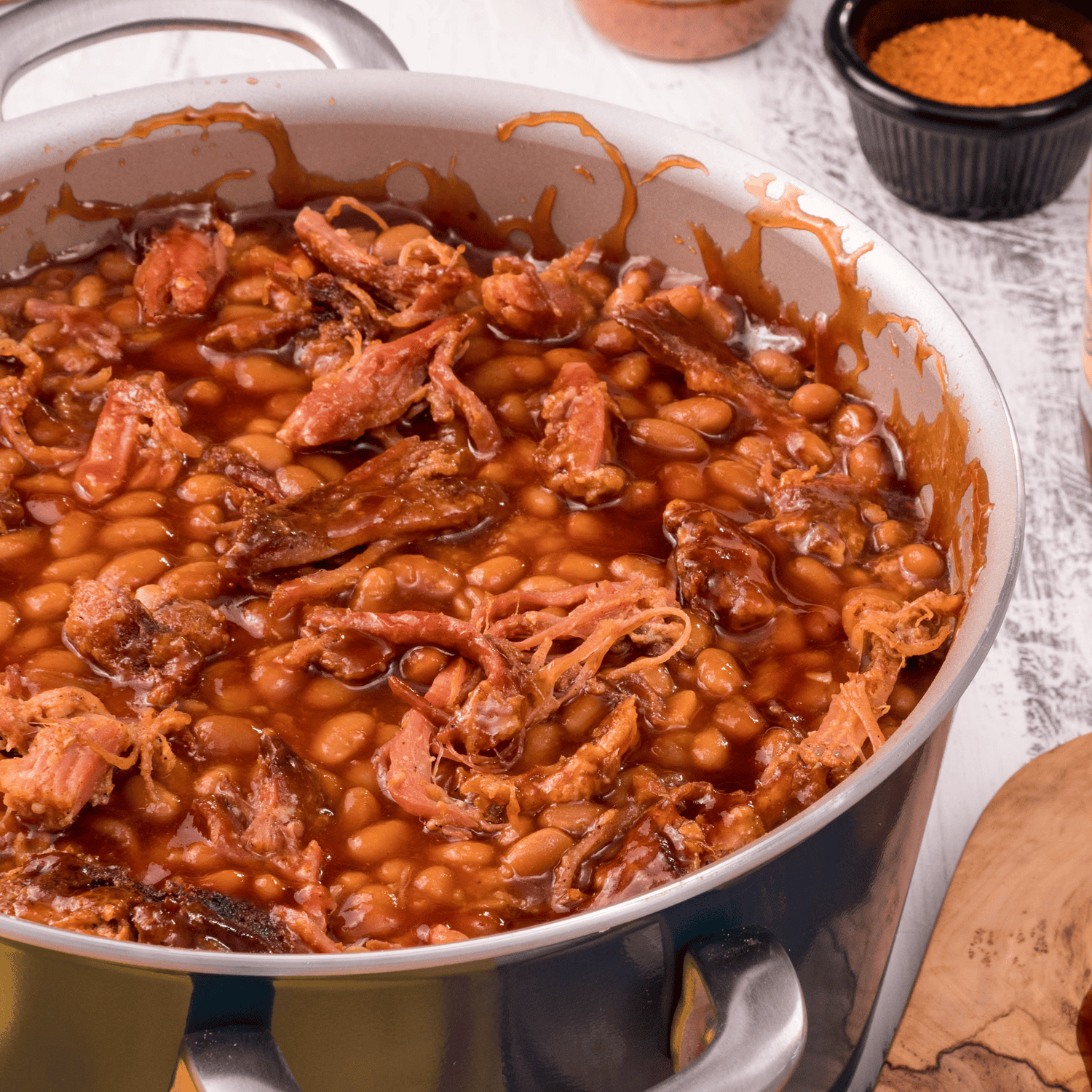Tequila Lime Pulled Pork Baked Beans