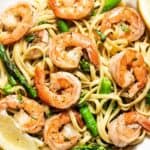 Lemon Pepper Shrimp 'n Asparagus with Garlic Butter Linguine