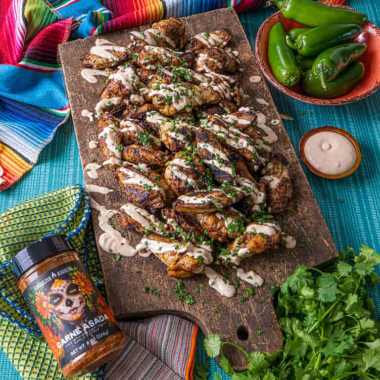 Carne Asada Chicken Wings with Crema Drizzle