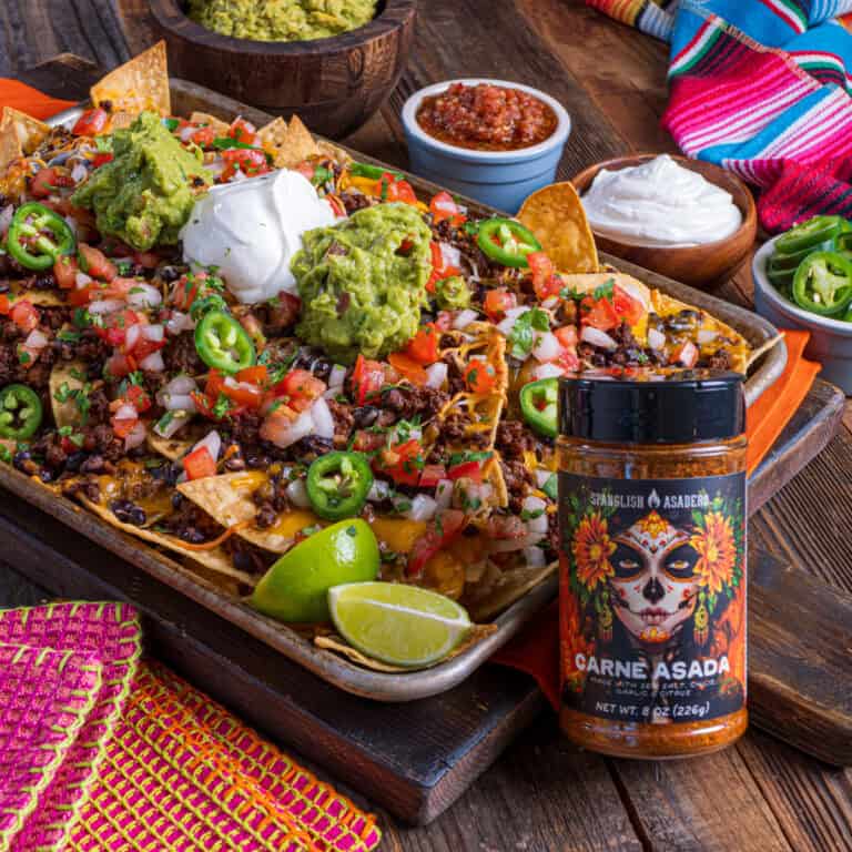 CARNE ASADA GROUND BEEF LOADED NACHOS