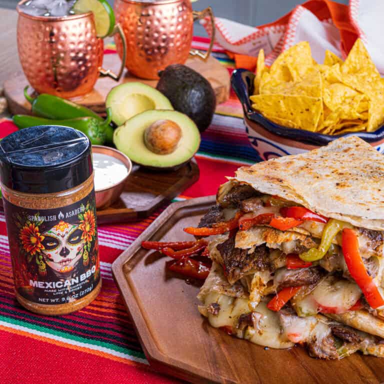 Mexican BBQ Seasoned Steak Quesadillas with Spanglish Asadero