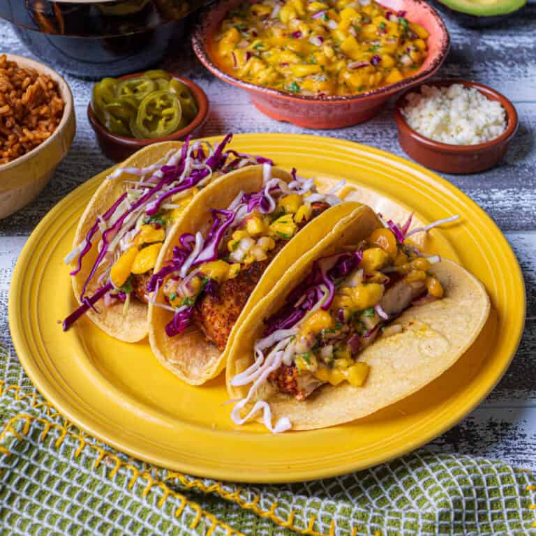 Taco Seasoned Mahi Mahi Tacos with Mango Salsa