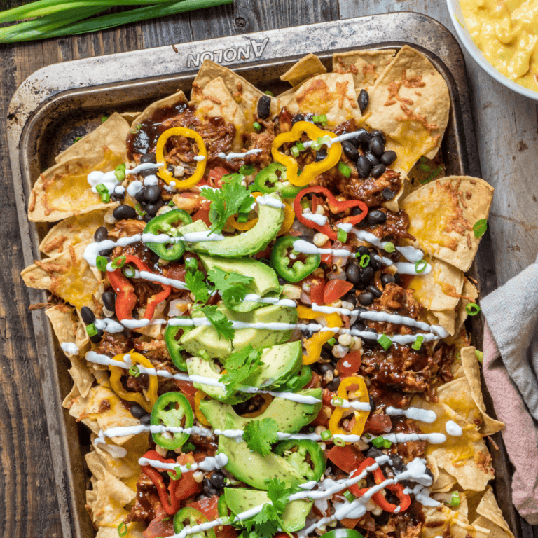 Spicy Roasted Garlic Pulled Chicken Nachos
