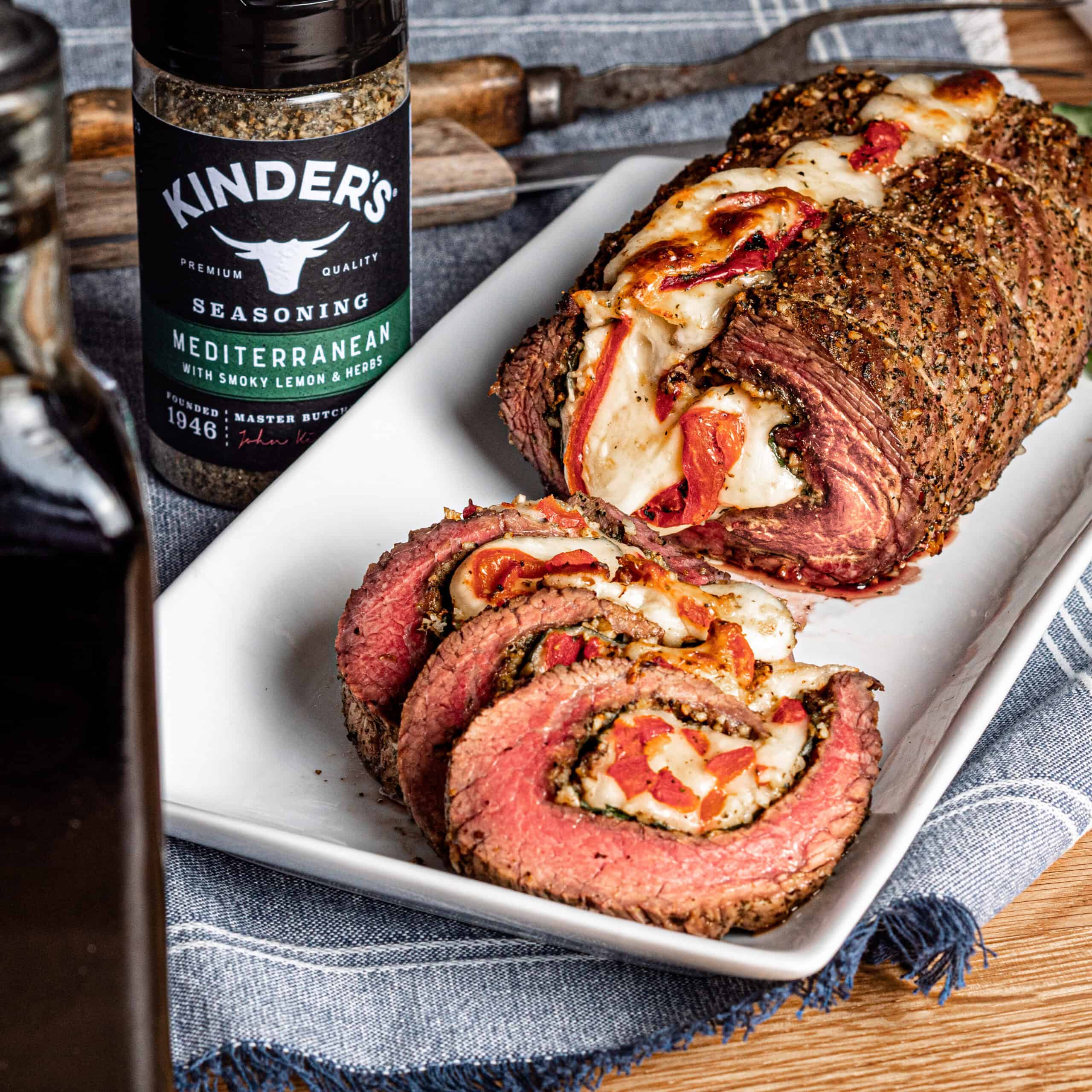 Stuffed Mediterranean Flank Steak Rolls