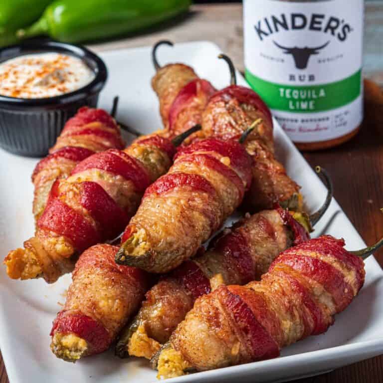 Bacon-Wrapped Jalapeno Poppers with Kinder's Tequila Lime